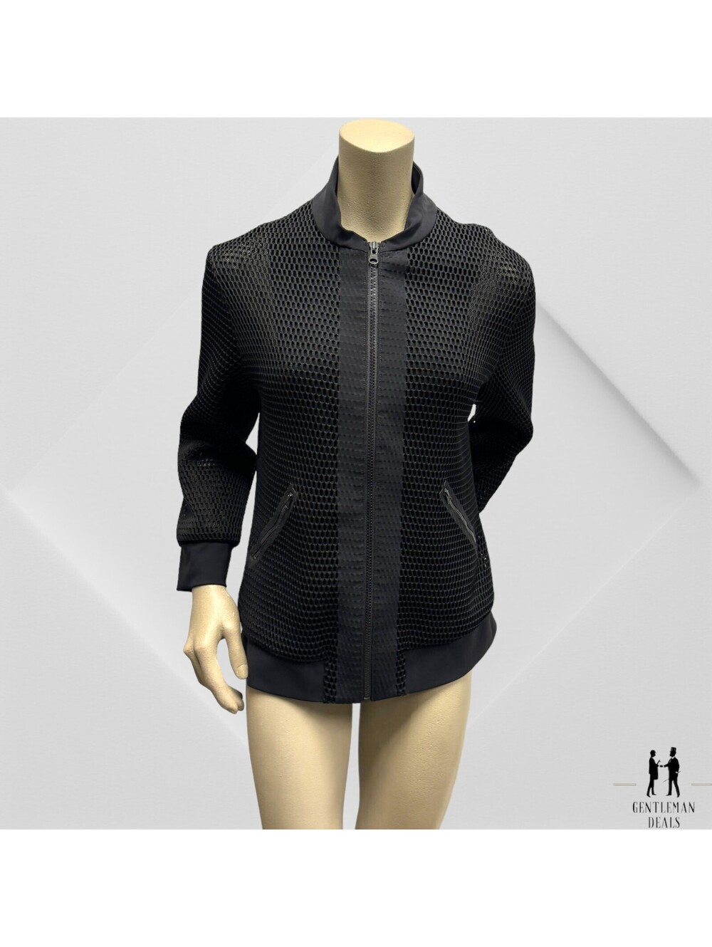 Ultracor honeycomb chunky mesh zip athletic jacket M Medium Black Bomber Sport